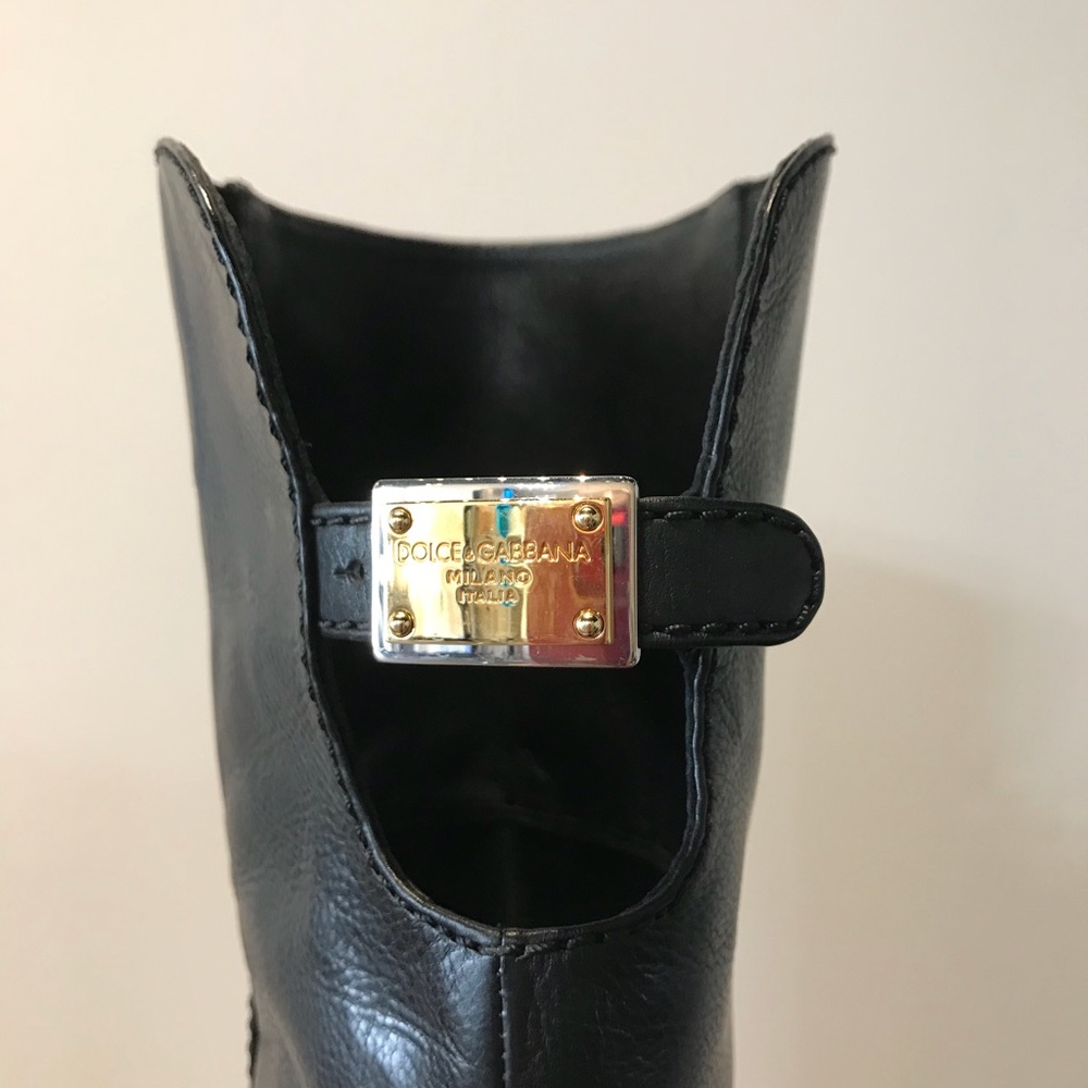Dolce & Gabbana Black Leather KneeHi Riding Boots - Picture 5 of 6